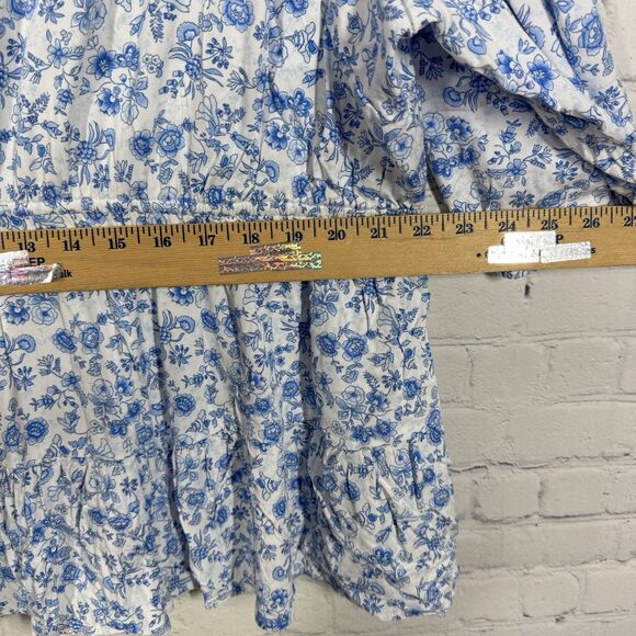 Floral Baby Doll Blouse Women Plus 4X Flowy Balloon Sleeve Cottage Prairie Top - Picture 7 of 10